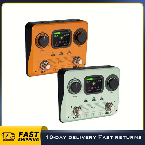 Máquina de tambor FF20, Pedal de efectos de guitarra Looper, Pedal Dual, grabación estéreo 5h, patrón de ritmo 220, procesador de efectos de guitarra eléctrica