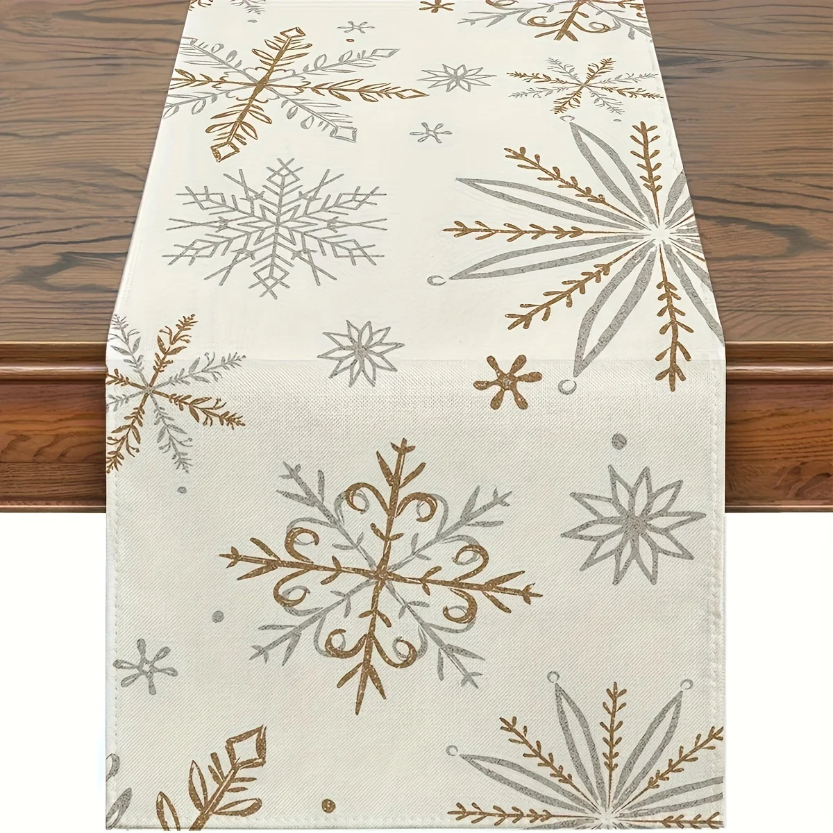 1pc Christmas Winter Table Runner Elegant Snowflake Branch Pattern Durable Rectangular Tablecloth for Dining Enhances Atmosphere