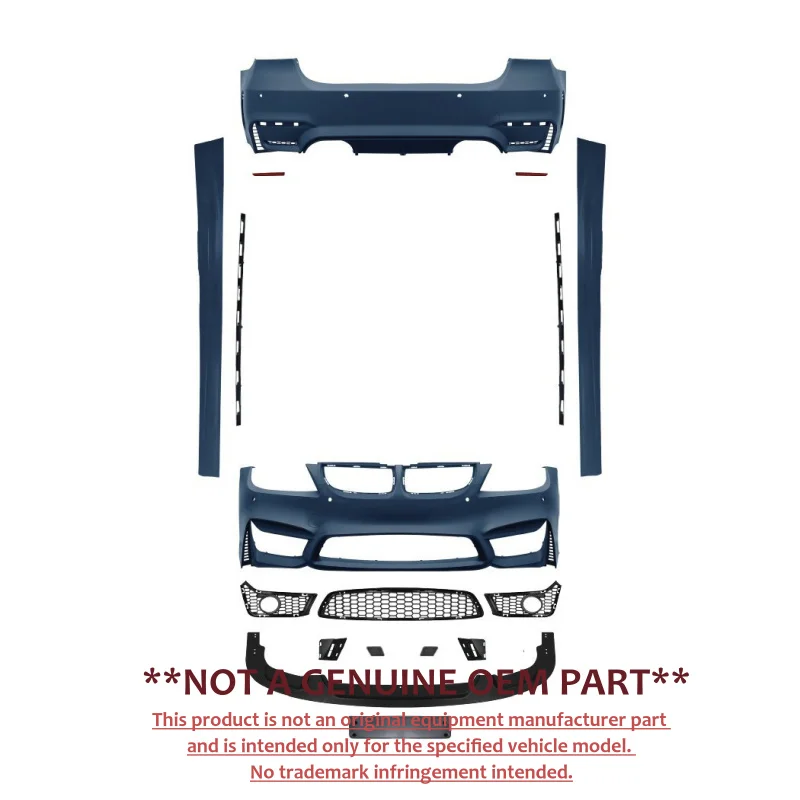 For BMW 3 Series E90 2005‑2012 Upgrade M4 Style Front Rear Bumper Side Skirt Grille Full Body Kit Modification Parts