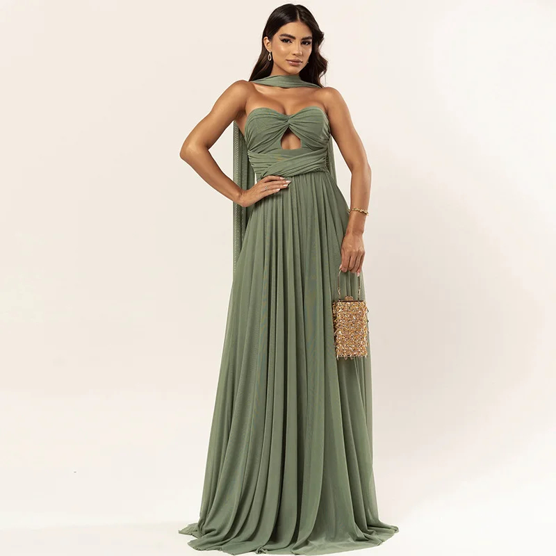 Tesco szyfonowe damskie letnie długie sukienki Sweetheart bez ramiączek drążą suknie wieczorowe damskie suknie balowe sukienki imprezowe