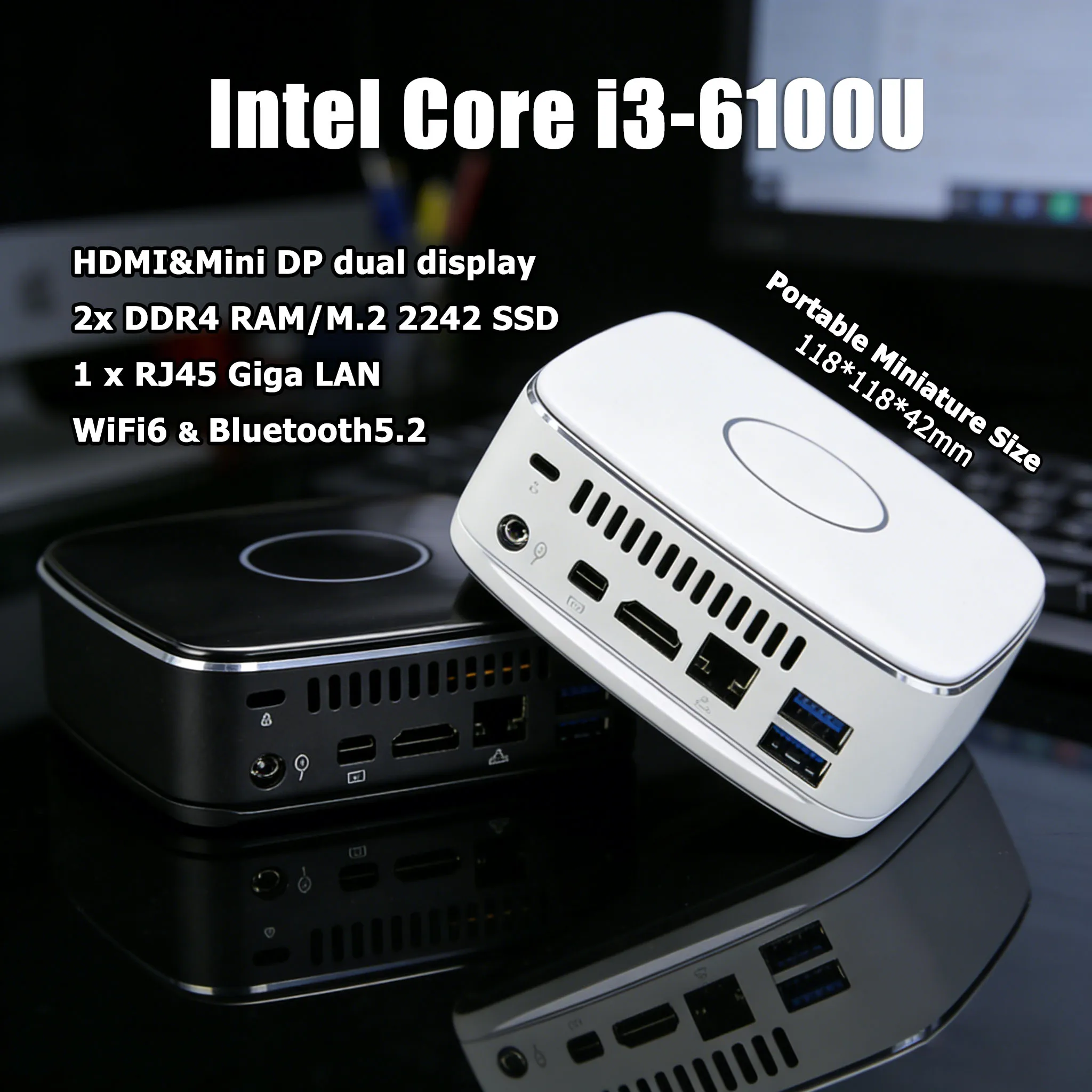 

Карманный мини-ПК EGLOBAL Intel Core i3-6100U DDR4 8G/16G 256/512 ГБ/1 ТБ SSD Windows 11, ультра маленький карманный компьютер с двойным дисплеем HD