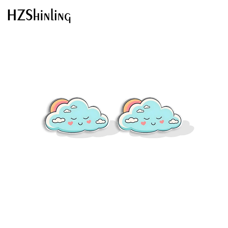 2023 New Cloud Weather Stud Earring Sunny Cloudy Day Acrylic Resin Earrings Epoxy Handmade Jewelry Gifts Friends