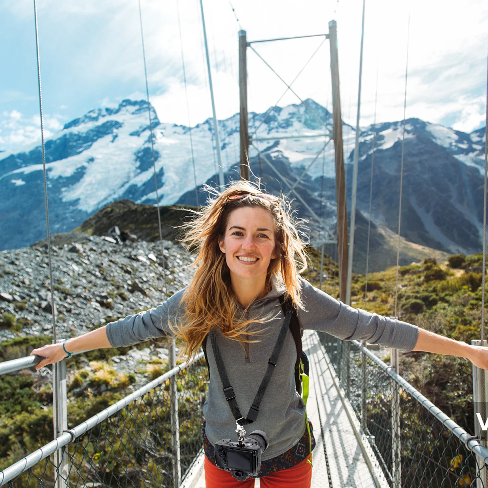 

Strap Nylon Shoulder Belt With Pockets For Adjustable Shoulder Belt For Camera Cards Lens Camera Sling Accessory