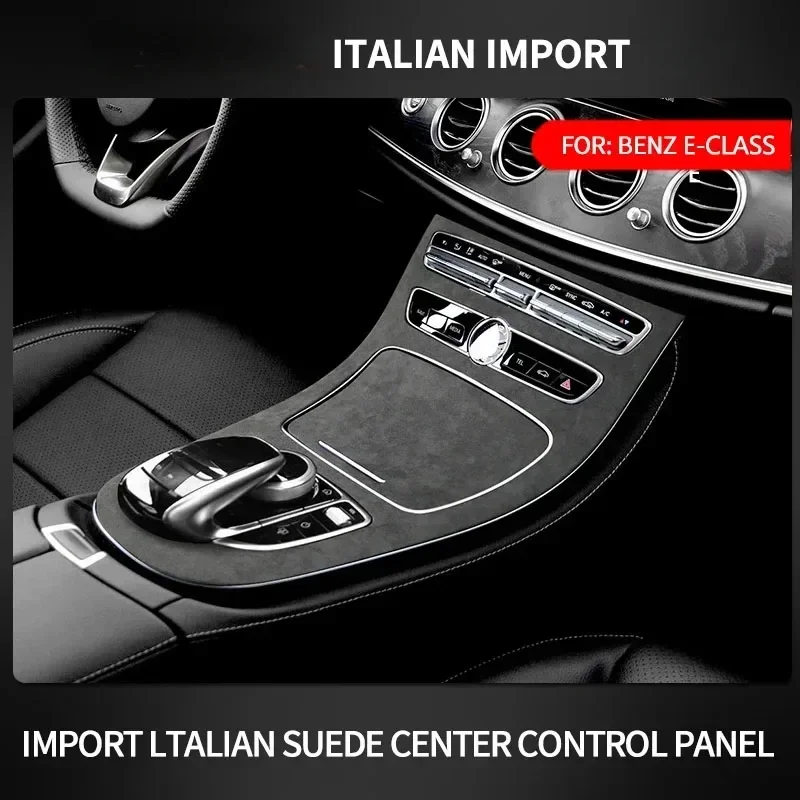 Alcan tara For Mercedes Benz E Class W213 2016 2017 2018 Car Central Gear Shift Panel Sticker Trim Cover Pad Protect Shell Cap