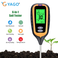 Digital Soil pH Meter & Moisture Tester - 6-in-1 Garden Soil Tester for Light, Fertility, Humidity, and Temperature Monitoring