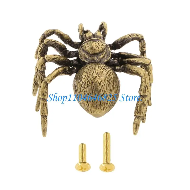 Child Safe Brasses Spiders Design Handle for Cabinet and Drawer Smooth Surfaces Easyly Install for Home Use Retros Look
