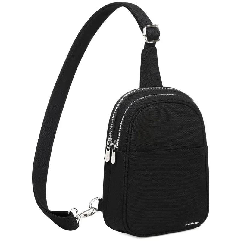 

Мужская холщовая сумка через плечо Pomelo Best, регулируемая сумка-слинг для занятий спортом, велоспортом, кемпинга - черная