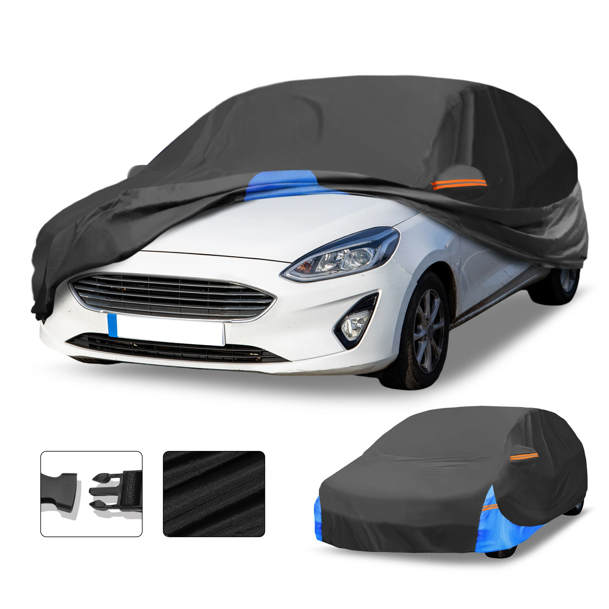 

Motoforti All-Weather Waterproof Car Cover - UV-Resistant Outdoor Full Exterior Protection for Ford Fiesta Hatchback 210D-PU