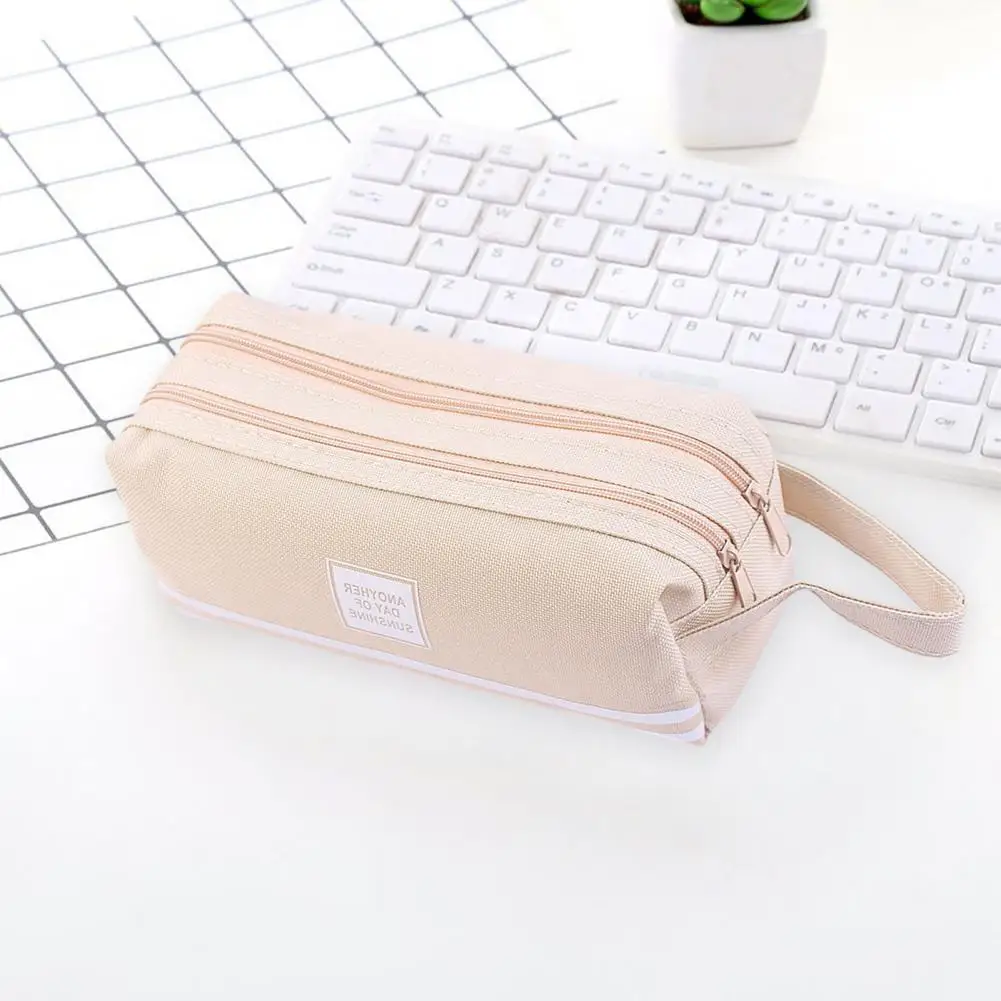 Stationery Bag Stationery Gift Capacity Double Layer Pencil Bag with Zipper Durable Makeup Brush Pen Pouch Stationery for Needs