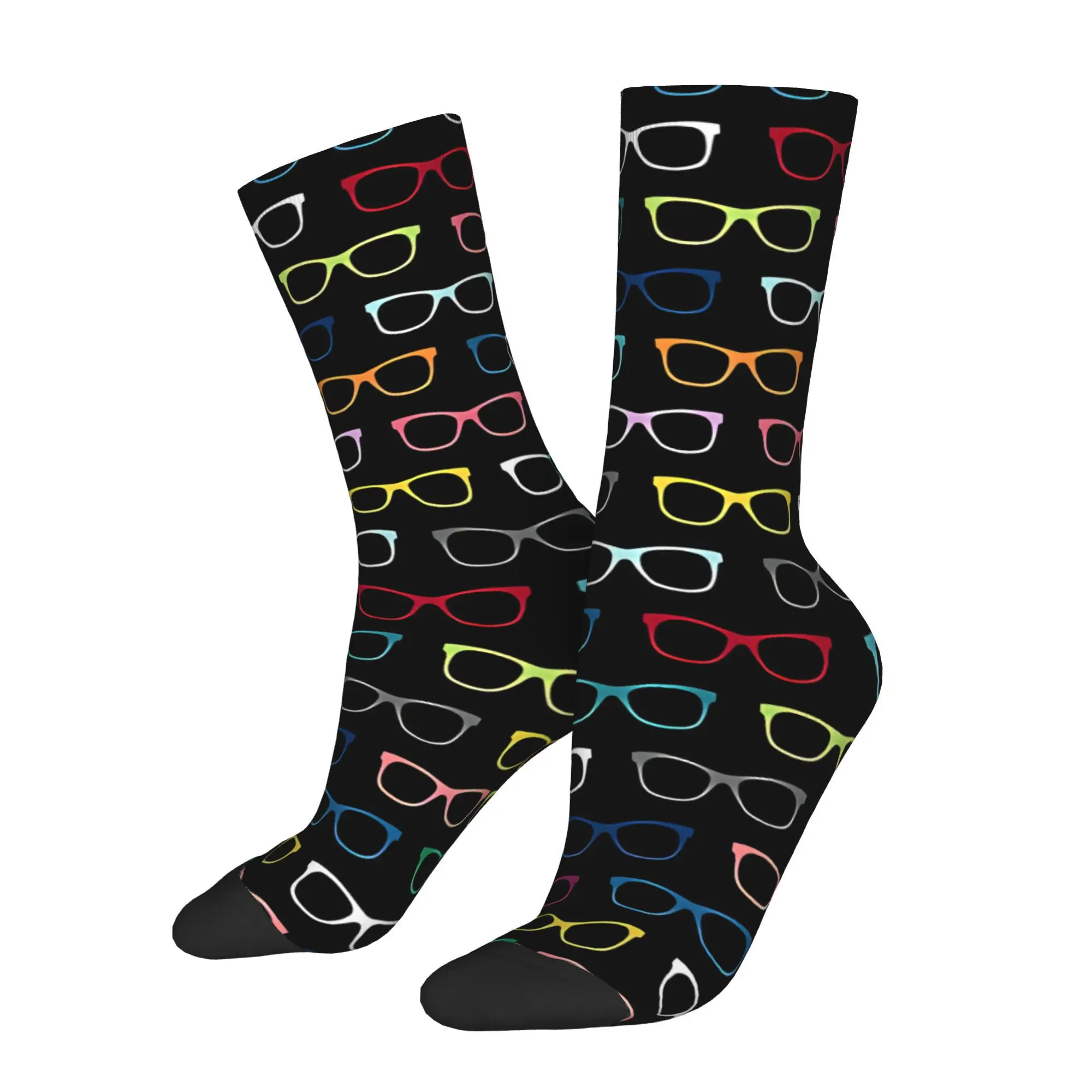 

Colorful Hipster Eyeglasses Sock Printed Man Polyester Fashion