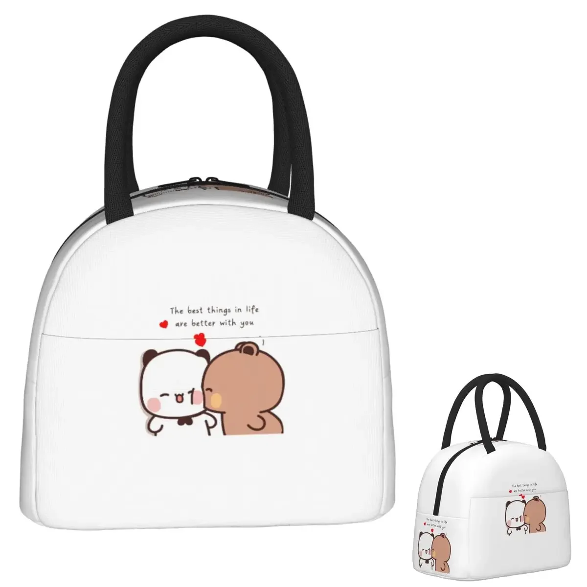 Peach And Goma Bubu Dudu Balloon Insulated Lunch Bag for Women Children Portable Food Boxes Thermal Lunch Box Tote