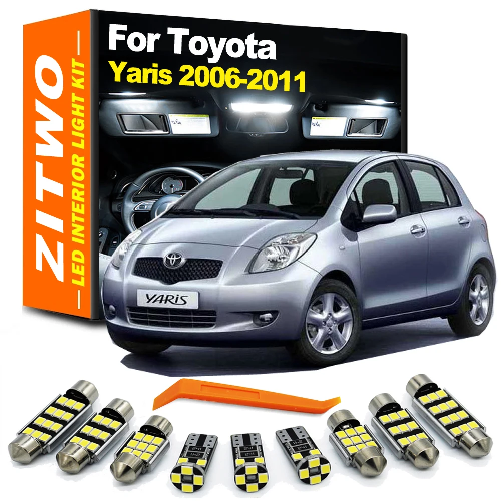 

ZITWO 9Pcs LED Interior Light Dome Map Plate Trunk Lamp Kit For Toyota Yaris 2006 2007 2008 2009 2010 2011 Car LED Bulb Canbus