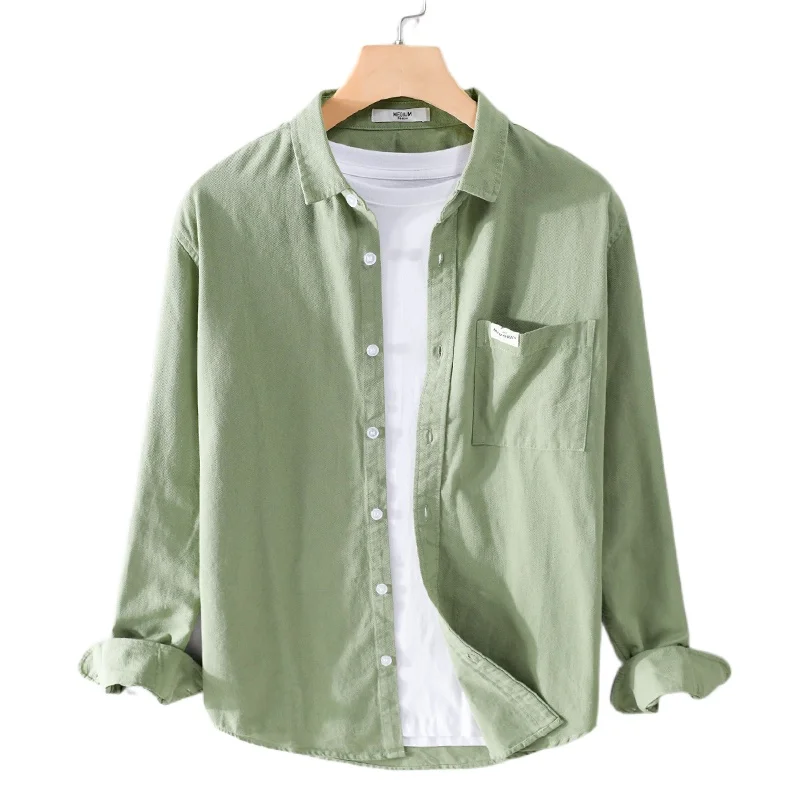 

Рубашка мужская с длинным рукавом, модная сорочка джентльмена из дышащего чистого хлопка, уличная однотонная приталенная Повседневная, в британском стиле