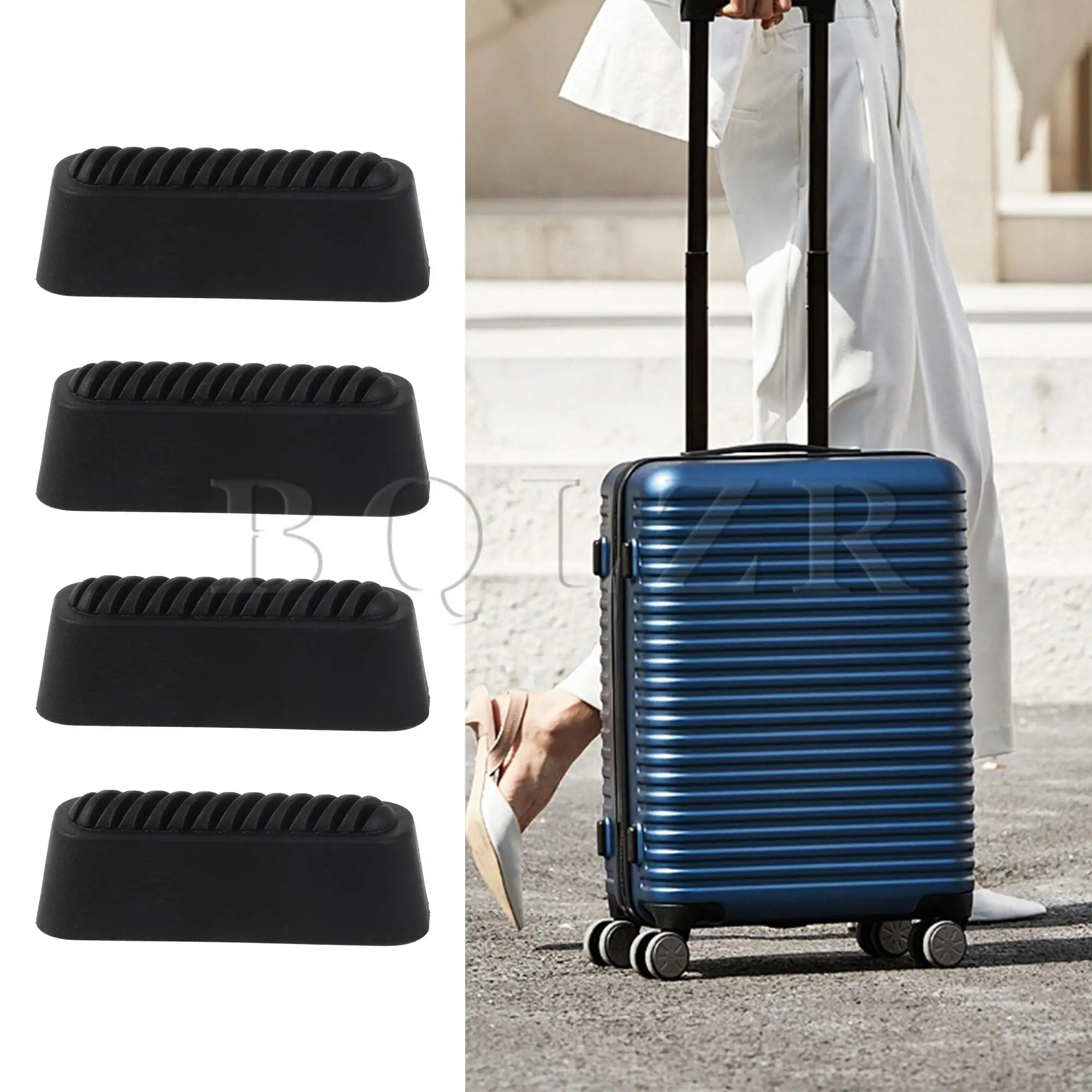 BQLZR 4 Pieces 4.7x1.6cm Luggage Bottom Side Stand Feet Plastic Stud Pad Black