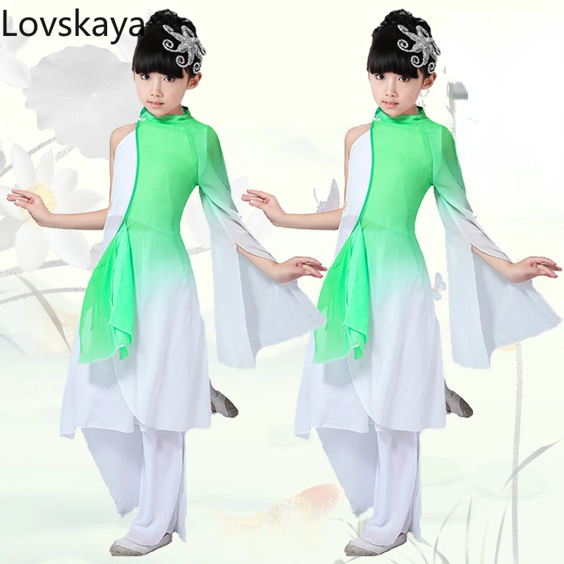 New Stage Costumes Ink Classical Dance Costumes Children Fan Dance Yangko Dance