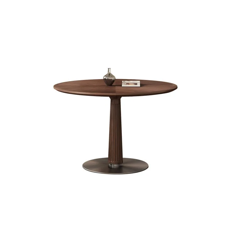 

Solid wood round dining table North American black walnut retro parquet solid wood round table
