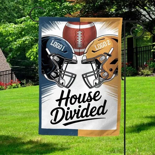 Custom House Divided Football Garden Flag College Fan Gift ZZY