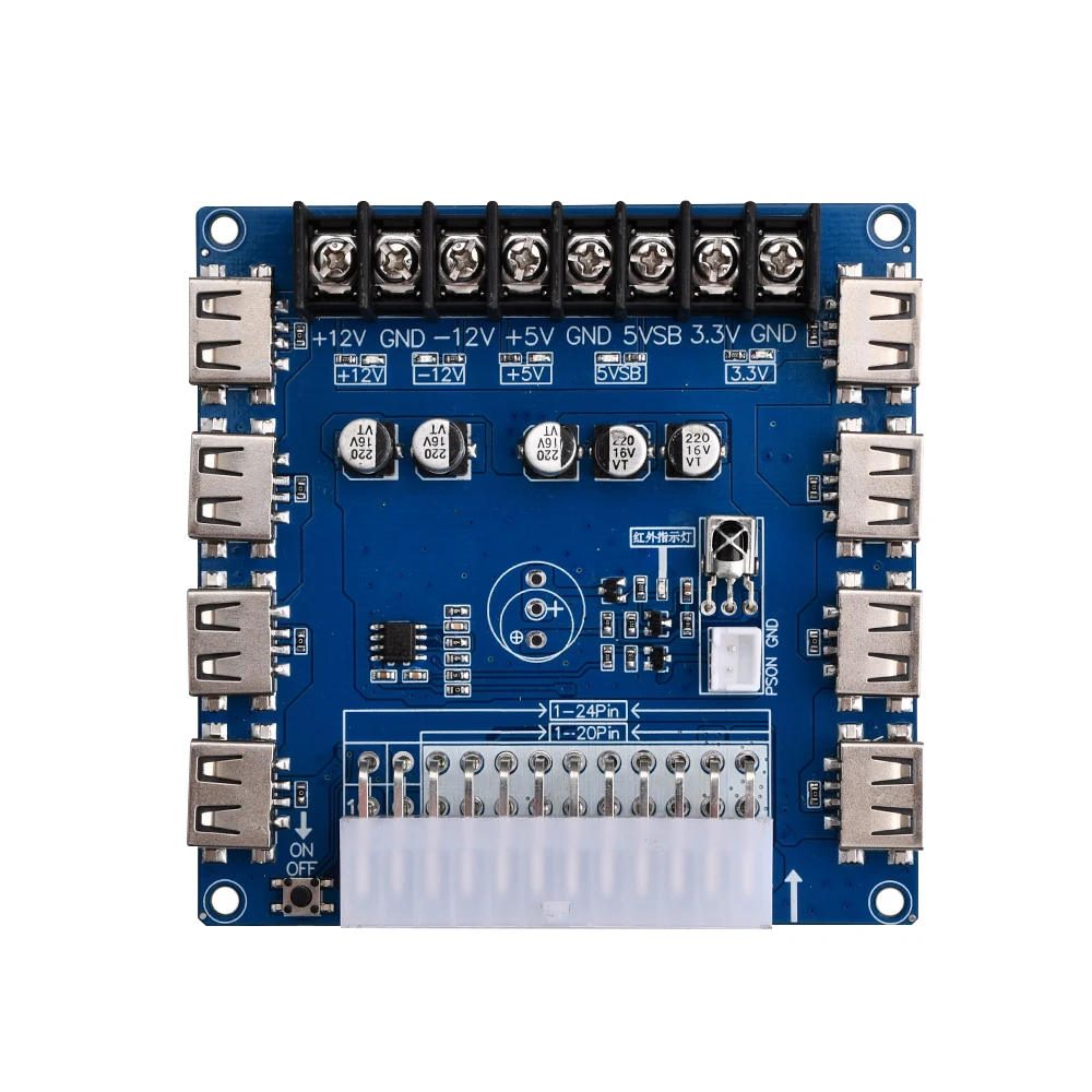 20/24 pinów ATX Power Supply Breakout Board 5V/2A USB Charging Pulpit Podwozie Zasilacz Płytka z powłoką