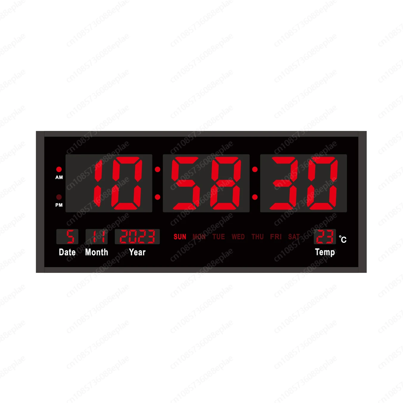 New 25 Inch Large Display Digital Wall Clock - LED Electronic Clock with Calendar, Week & Temperature, Aluminum Alloy Frame