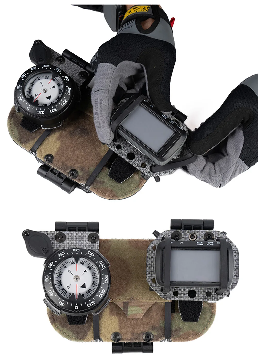 Taktischer Überlebenskompass mit GPS-Halterung, Outdoor-Camping-Militär-Jagdweste, Plattenträger, faltbares Navigationsboard für Telefone – Detail 9