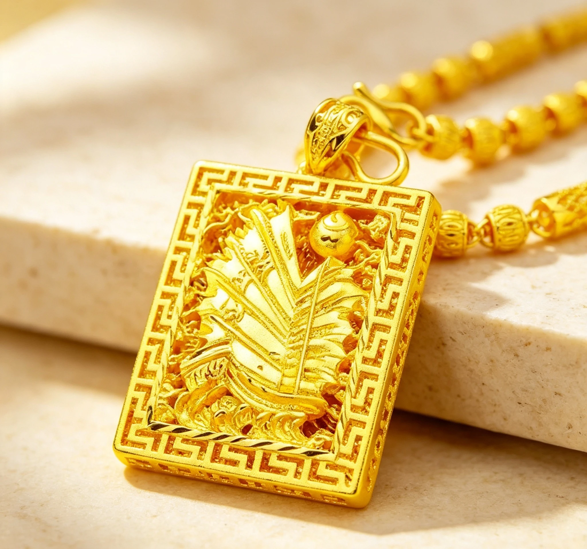 Necklace 24K Gold AU999 - Smooth sailboat edges, fine links, comfortable skin-friendly wear Giving gifts for friends