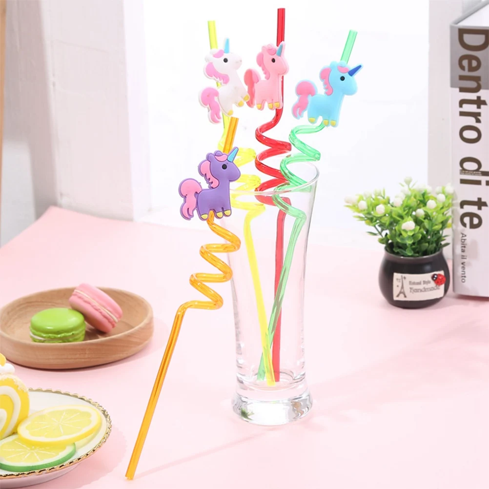 

4 Pcs Unicorn Straw for Drinks Straws Plastic Drinking Creative Colorful Festival Animal Child Pipes