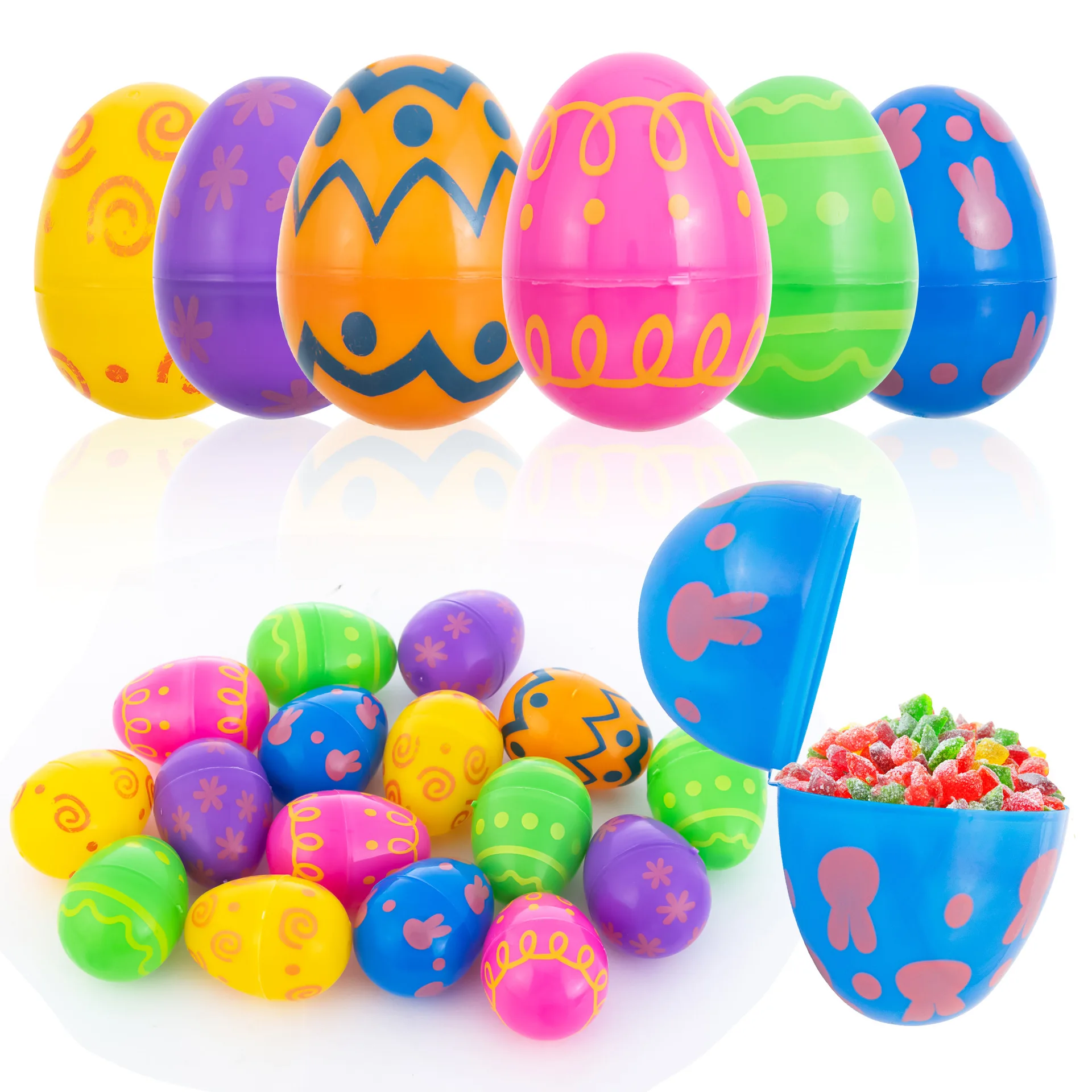 1PC Fillable Easter Eggs Plastic Colorful Easter Eggs Easter Candies Chocolate Gift Toys Boxes Egg Shape Easter Party Decor 6cm