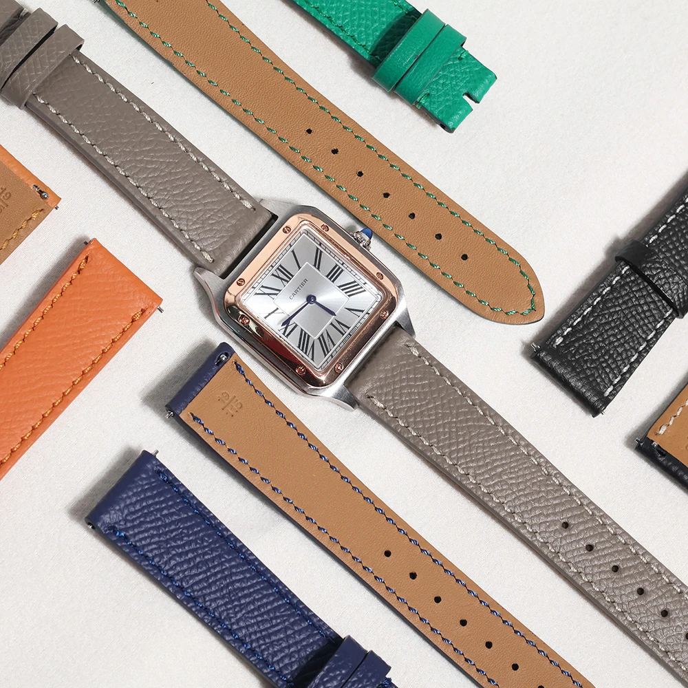 

Для Hermes Epsom кожа 100% тот же качество ремешок для часов для часов Hermes Cartier Tank Dumont ремешок для часов кожа премиум-класса