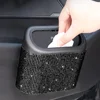 1707-0ed32b.png Papelera para coche con incrustaciones de diamantes de imitación artificiales y 60 bolsas de basura especiales, caja de almacenamiento colgante para el interior del coche con tapa automática, accesorio multifuncional para el coche.