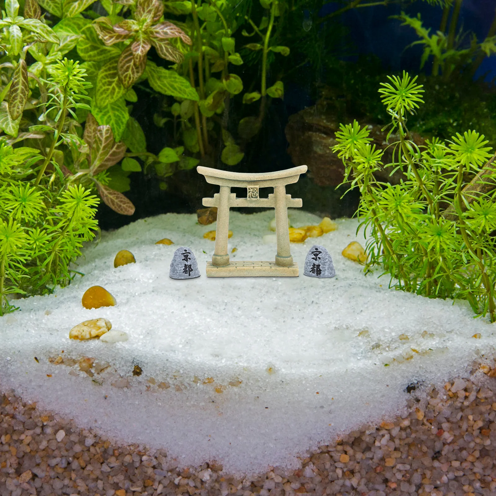 

1Set Fish Tank Gate Resin Statue Miniature Zen Style Aquarium Decoration Micro Landscape Garden Craft Micro Scenery