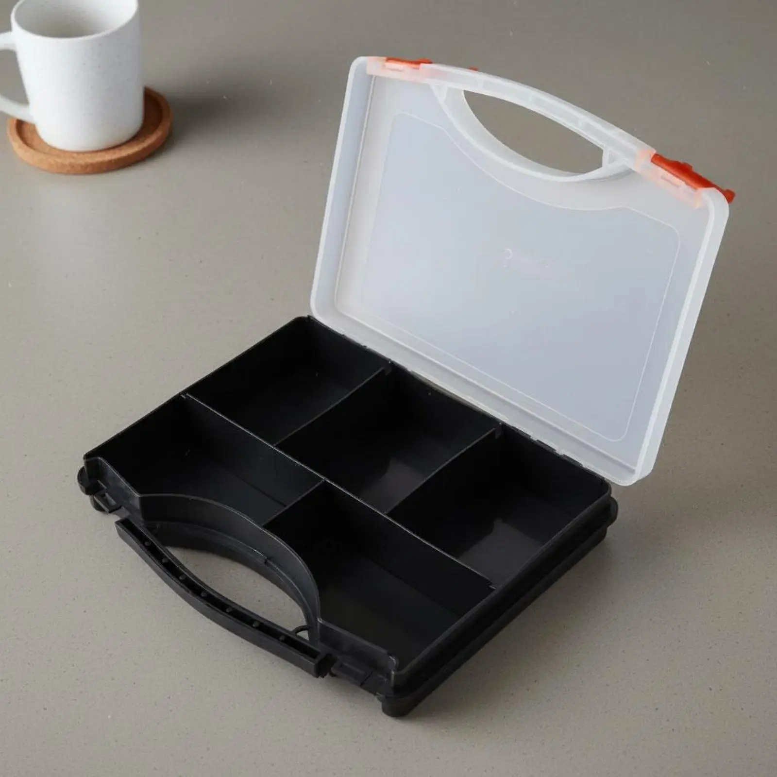 Portable Screw Storage Box with Handle for Workshop Garage Tool Organization and Hardware Sorting