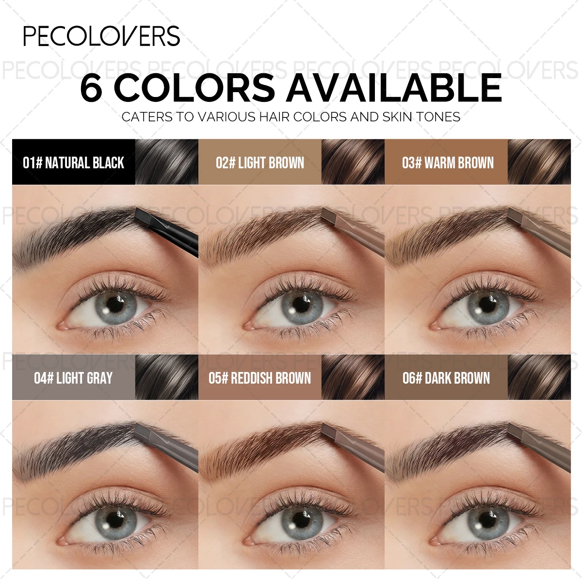 1PC Double-ended Eyebrow Pencil, Comes with Eyebrow Brush, Fills The Gaps in The Eyebrows, Waterproof, Eyebrow Cosmetics