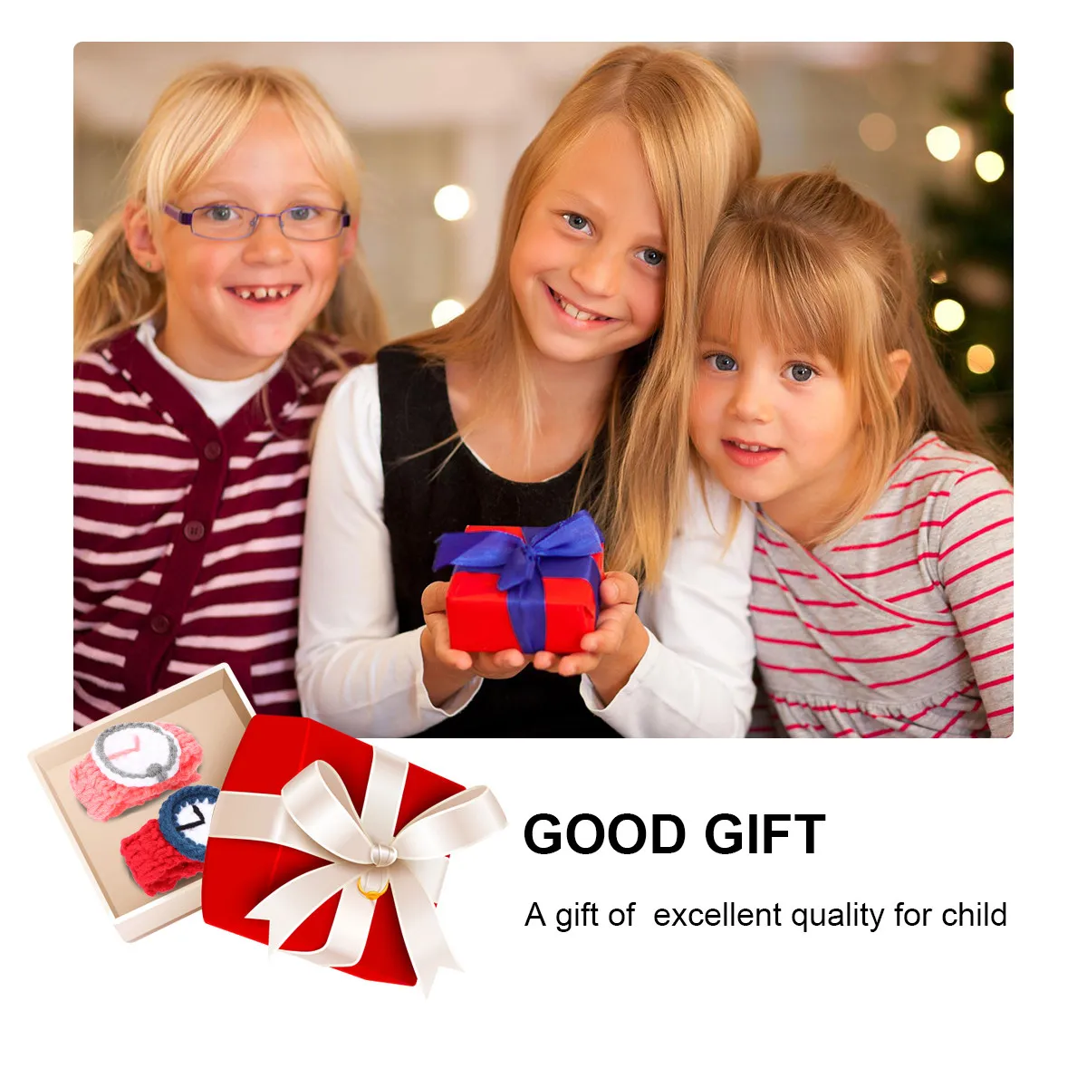 

2Pcs Couple Wristbands Knitting Bracelet Funny Simulation Watch Soft Comfortable Gift for Students Kids Festival Party Cartoon