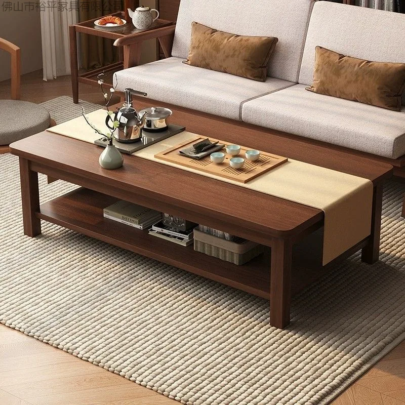 

Coffee table living room home small apartment solid wood legs 2026 new tea table office simple table rectangular Chinese style