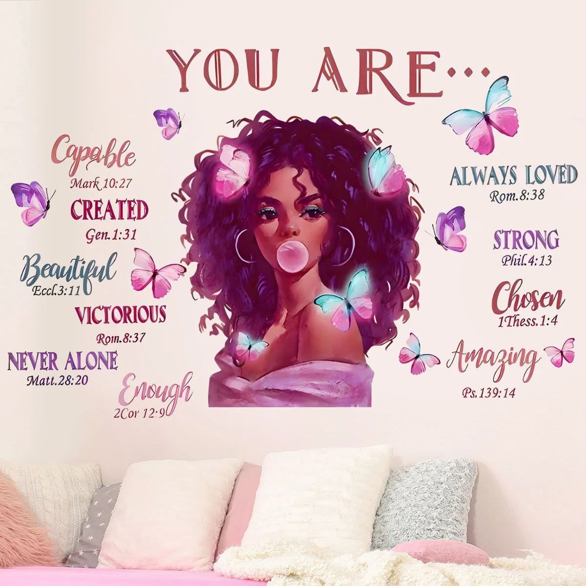 3d black girl room decoration inspirational quote wall decal sticker self adhesive bedroom wall art