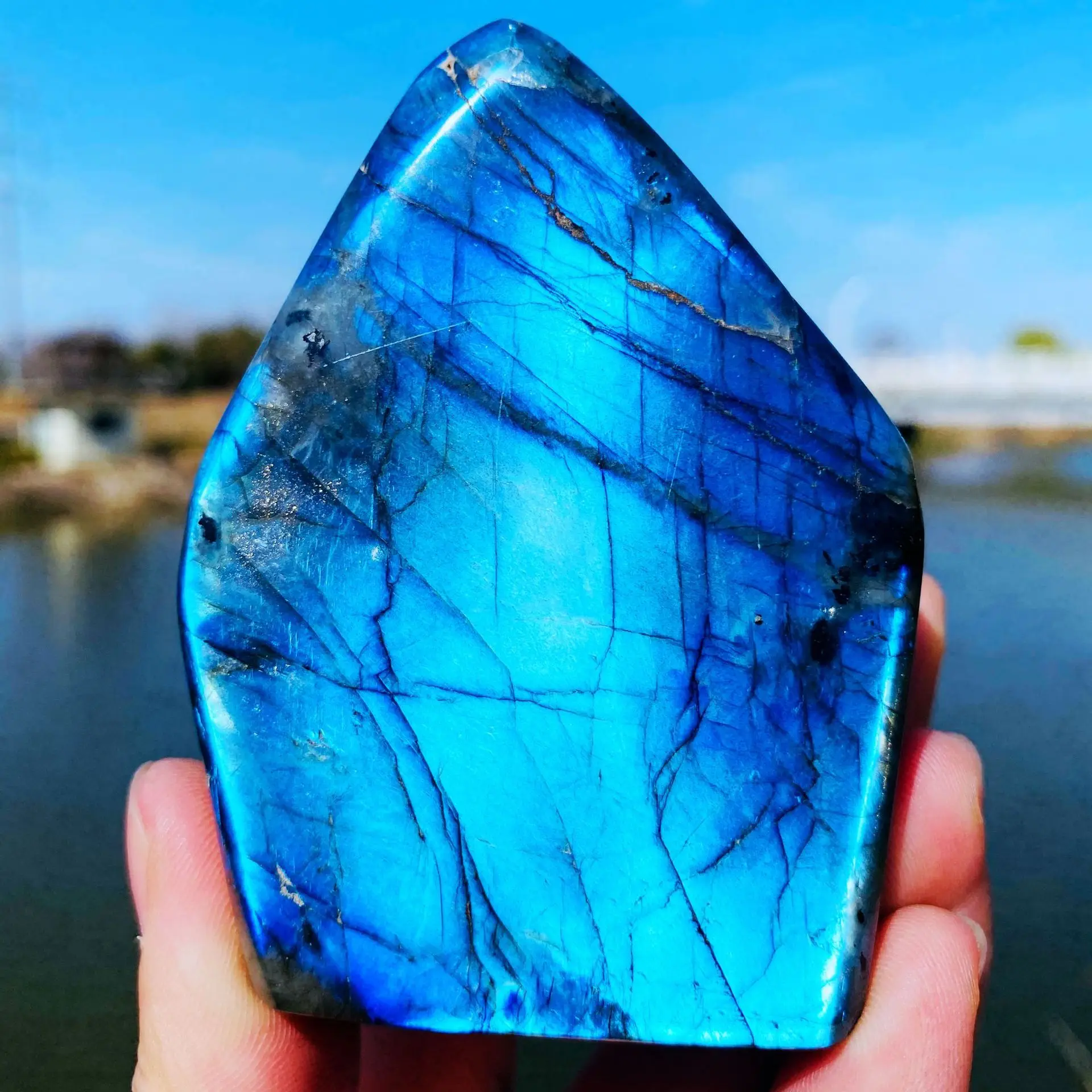 

Natural Polished Labradorite Stone Crystal Ornaments Blue Moonlight Stone Household Ornaments Ornaments Specimens