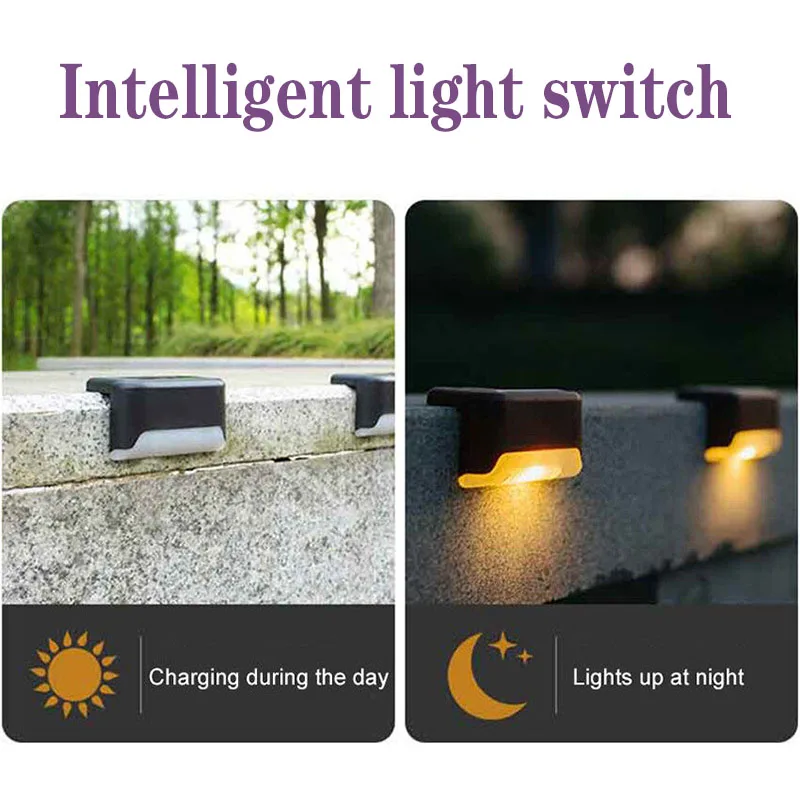 Solar Powered Step Light LED Outdoor Fence Lighting Bronze Finished Decks Stairs Garden Decor Solar Staircase Lamp Patio Path