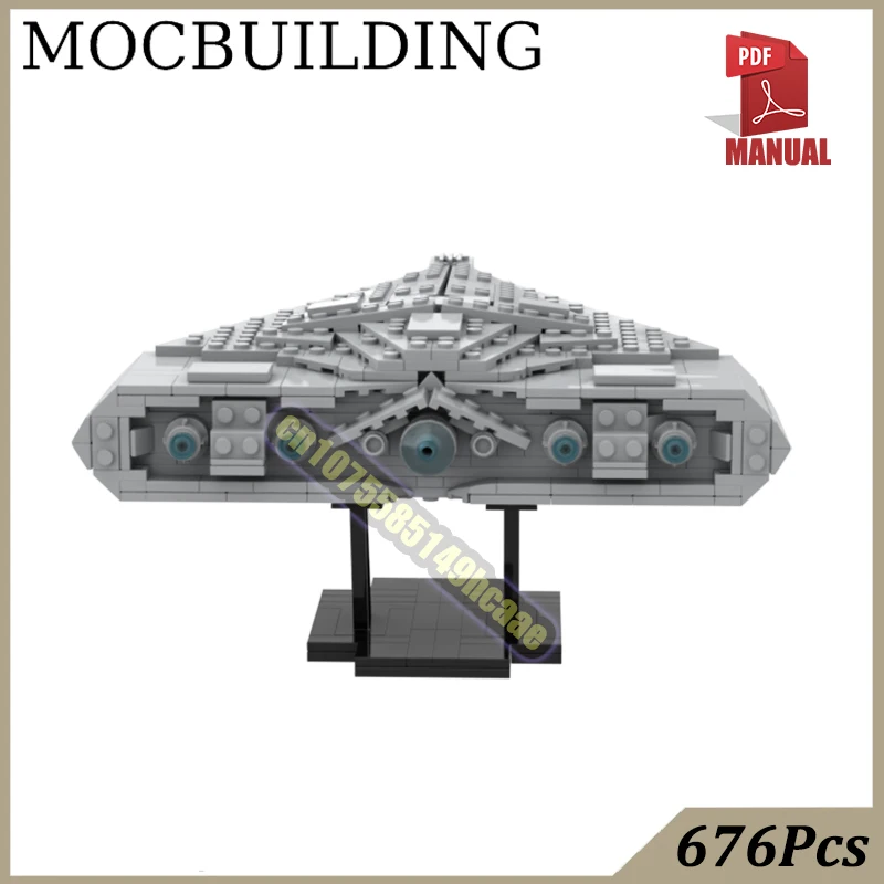1:1455 Scale Fire-Class Cruiser with Stand Bricks Model MOC Building Blocks Spaceship Carrier Construction Toys Gift