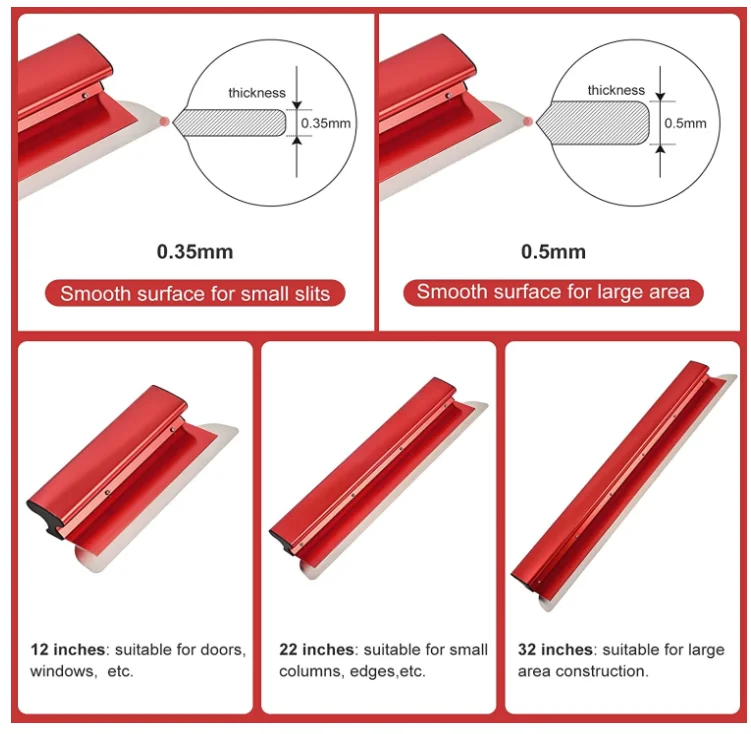 Drywall Skimming Blade Set with Extension Handle  Aluminum 302 Stainless Steel Construction tools