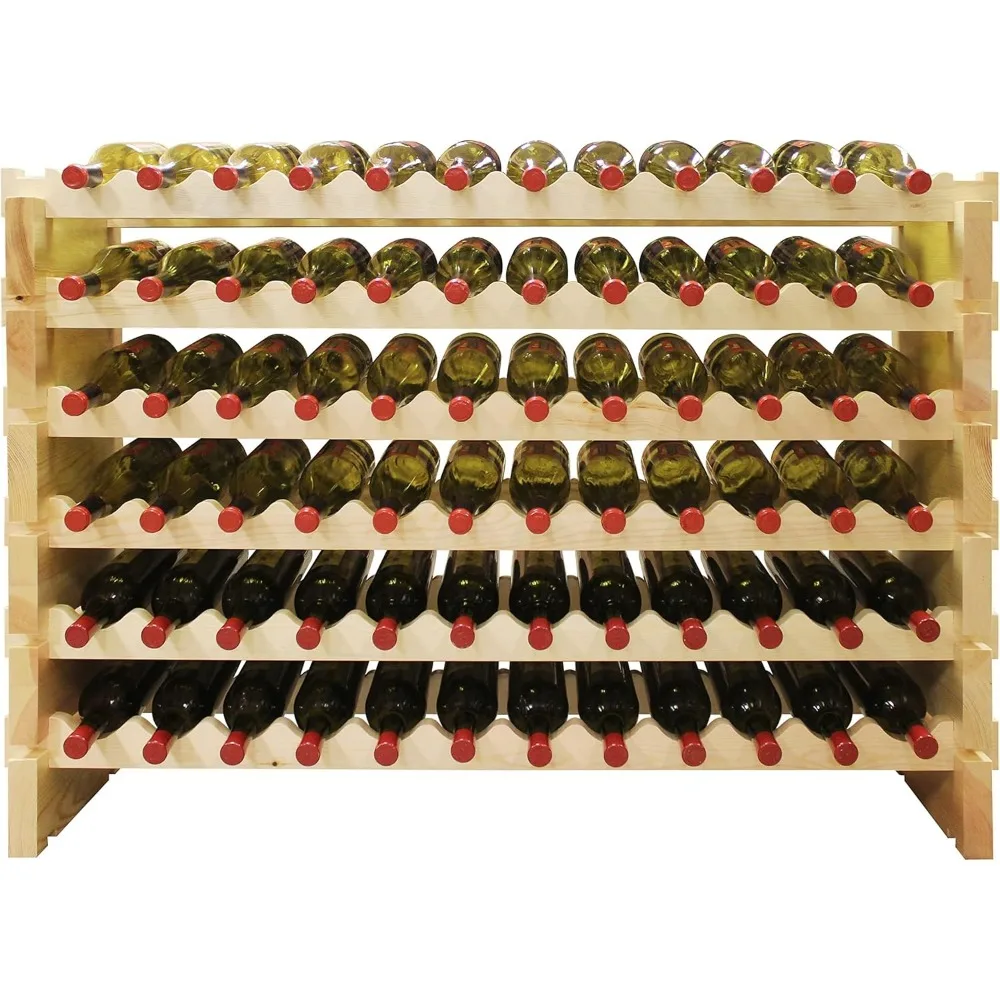 

72 Bottle 6 X 12 Modular Wine Rack Natural Off/White Traditional Wood