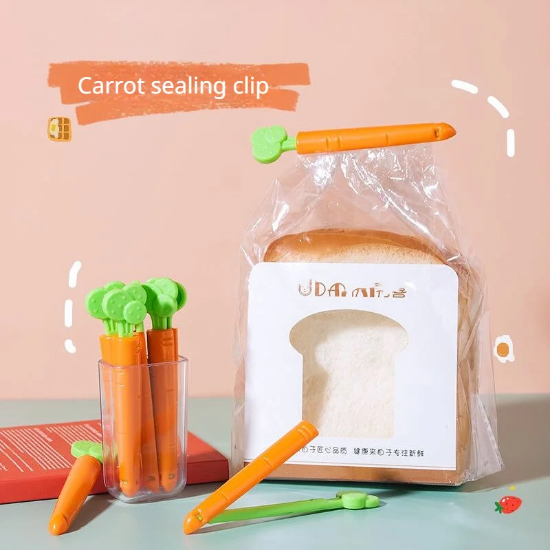 5pcs Bag Clips Portable Food Snack Bag Sealing Clamp Carrot Shape Food Fresh Keep Organizer Sealing Clips Kitchen Storage Tools