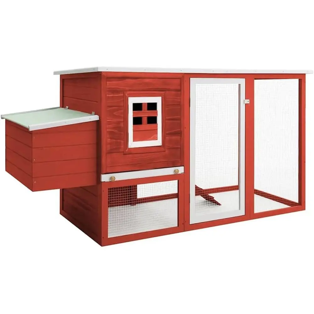

Просторный красно-белый сосновый курятник, 79,5 x 79,5 x 38,6, прочное уличное укрытие для домашней птицы, простое в обслуживании, с надежным замком