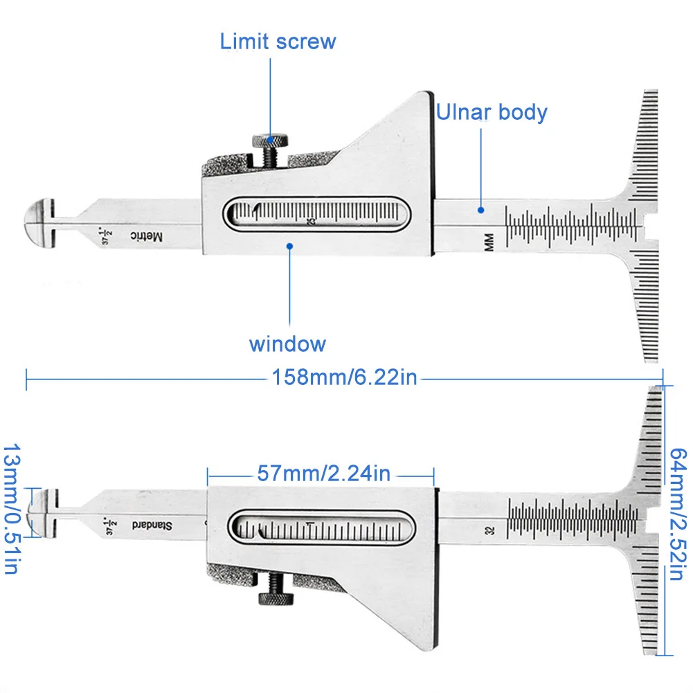 Hi-Lo Welding Gauge Metric Standard 0-32 mm Welding Inspection Gage Tester Stainless Steel Welding Pipe Measurement Gauge