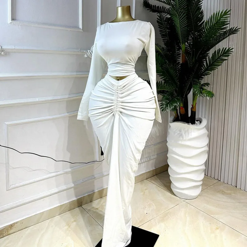 Doyerl Elegante Bodycon Maxi Jurk Sets Vrouwen 2-delige Club Outfit Party Lange Mouw Top + Lange Rok Bijpassende Set Ensembles Gewaden