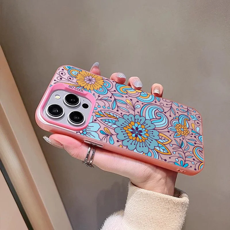 Floral Pattern Design Lovely Minimalist Insurance Cartoon Phone Case For iPhone 16 Pro Max 15 Plus 14 13 12 11 XR X XS 8 7 Cover