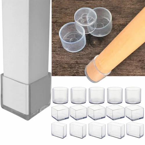 4 Uds. Tapas para patas de mesa y silla, tapas redondas y cuadradas de PVC, cubierta para base de calcetín, almohadilla protectora antideslizante para suelo de muebles