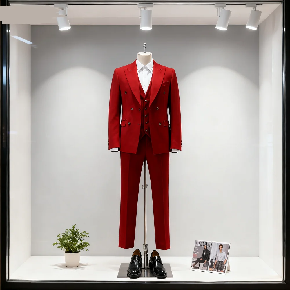 

Настраиваемый мужской белый терно-костюм-тройка с кремовым лацканом, куртка, брюки, жилет, комплект с регулировкой пряжки на груди