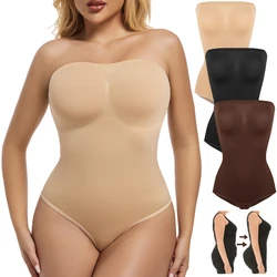 Bez ramiączek damskie body wyszczuplające bielizna modelująca topy kontrola brzucha urządzenie do modelowania sylwetki Camisole gorset trykoty Bodycon kombinezon bez pleców