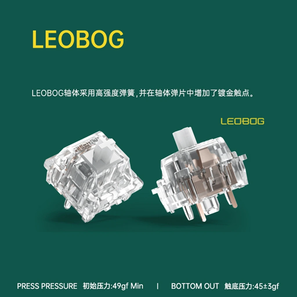 LOBOG Ice Soul Switch Custom Mechanical Keyboard 5 Pins Tactile Switches Light Force RGB Transparent Factory Lubed hi75 Sugar65