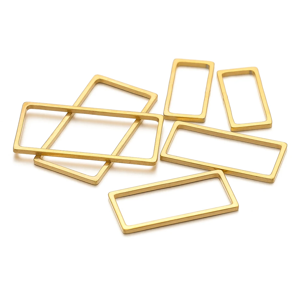 20/50pcs Stainless Steel Gold Plated Oblong Connectors Charms for DIY Jewelry Bracelets Necklaces Making Accessories Wholesale
